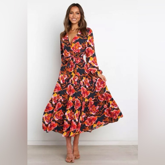 Petal & Pup Vibrant Floral Long Sleeve Dress - size small - Picture 2 of 11